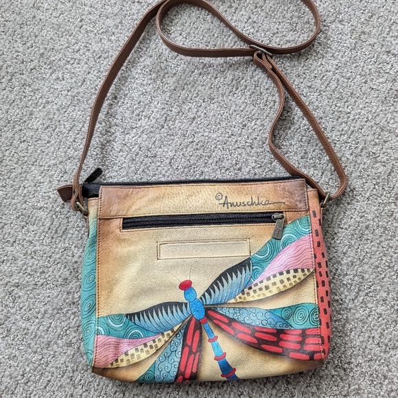 Anuschka hand painted dragonfly Cross body - Picture 2 of 11